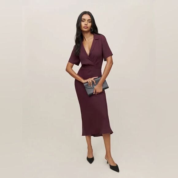 Reformation Danika Midi Dress color Prune XS - Picture 1 of 8